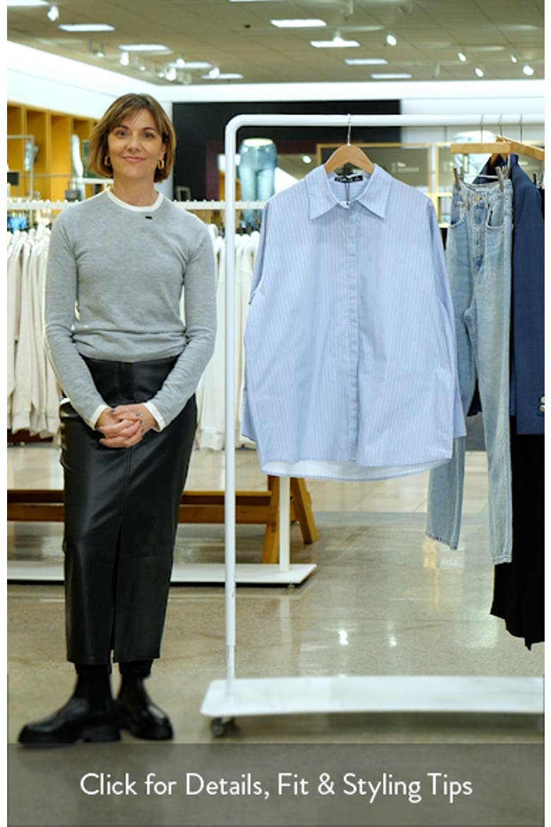 Oversize Stripe Cotton Button-Up Shirt video