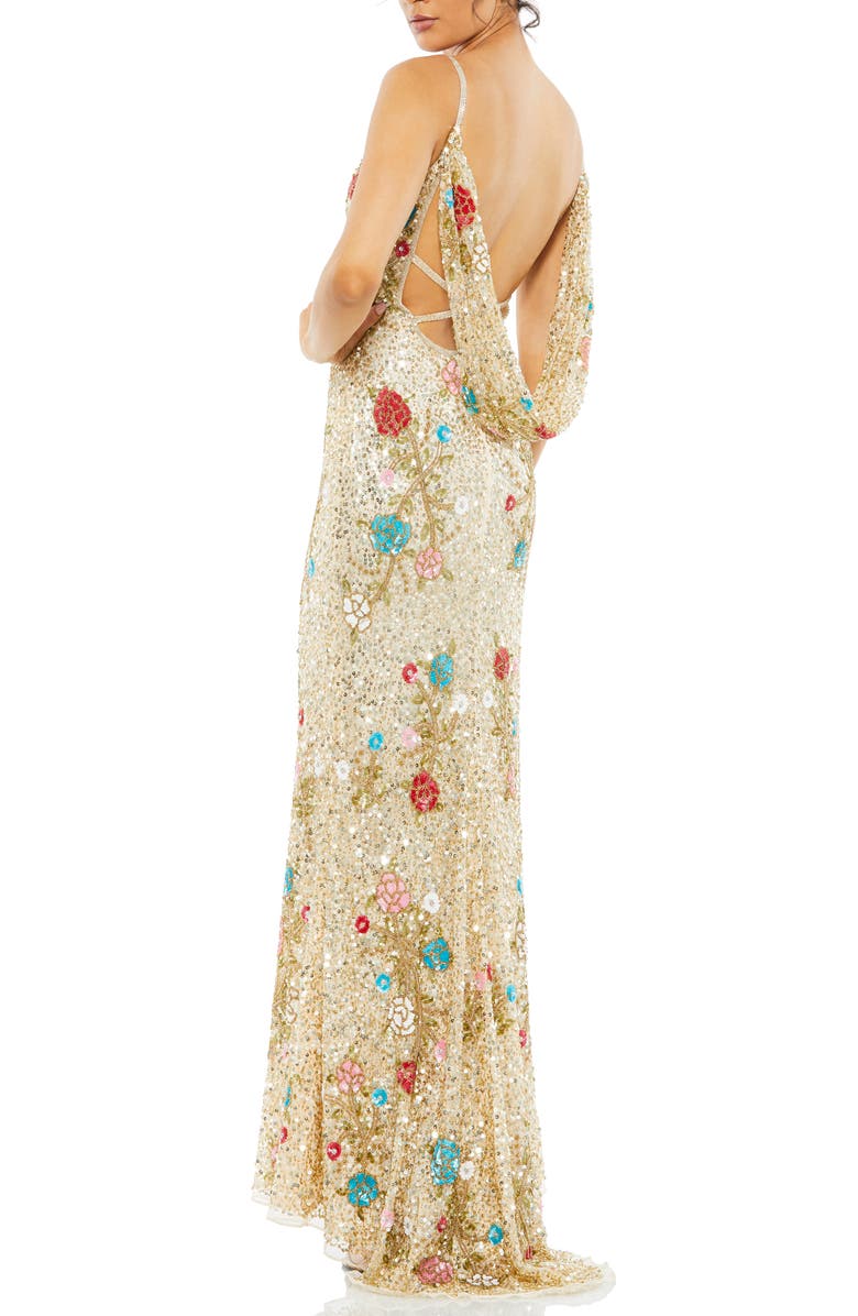 Mac Duggal Floral Sequin Sheath Gown, Alternate, color, 