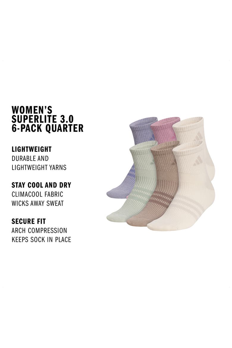 Superlite 3.0 6-Pack Quarter Socks, Alternate, color, SLATE GREY/ MAGIC MAUVE/ BEIGE