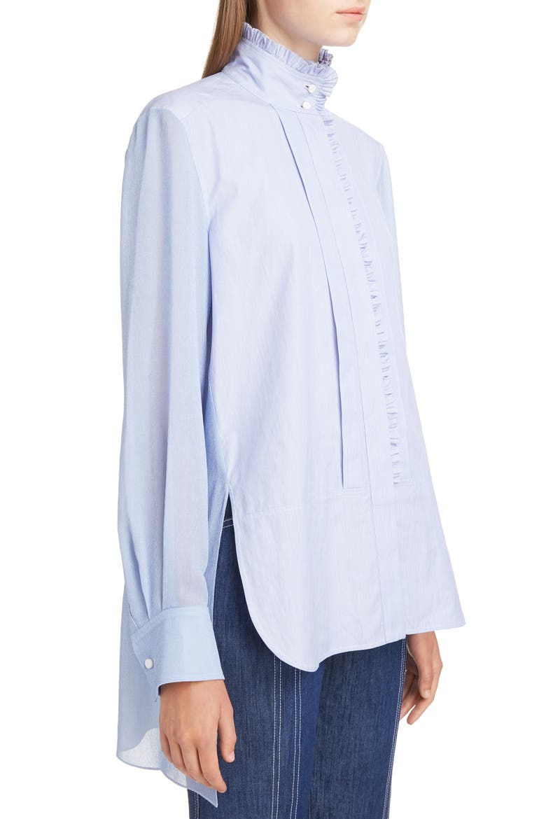 Ruffle Trim High/Low Poplin Shirt, Alternate, color, LAVENDER BLUE