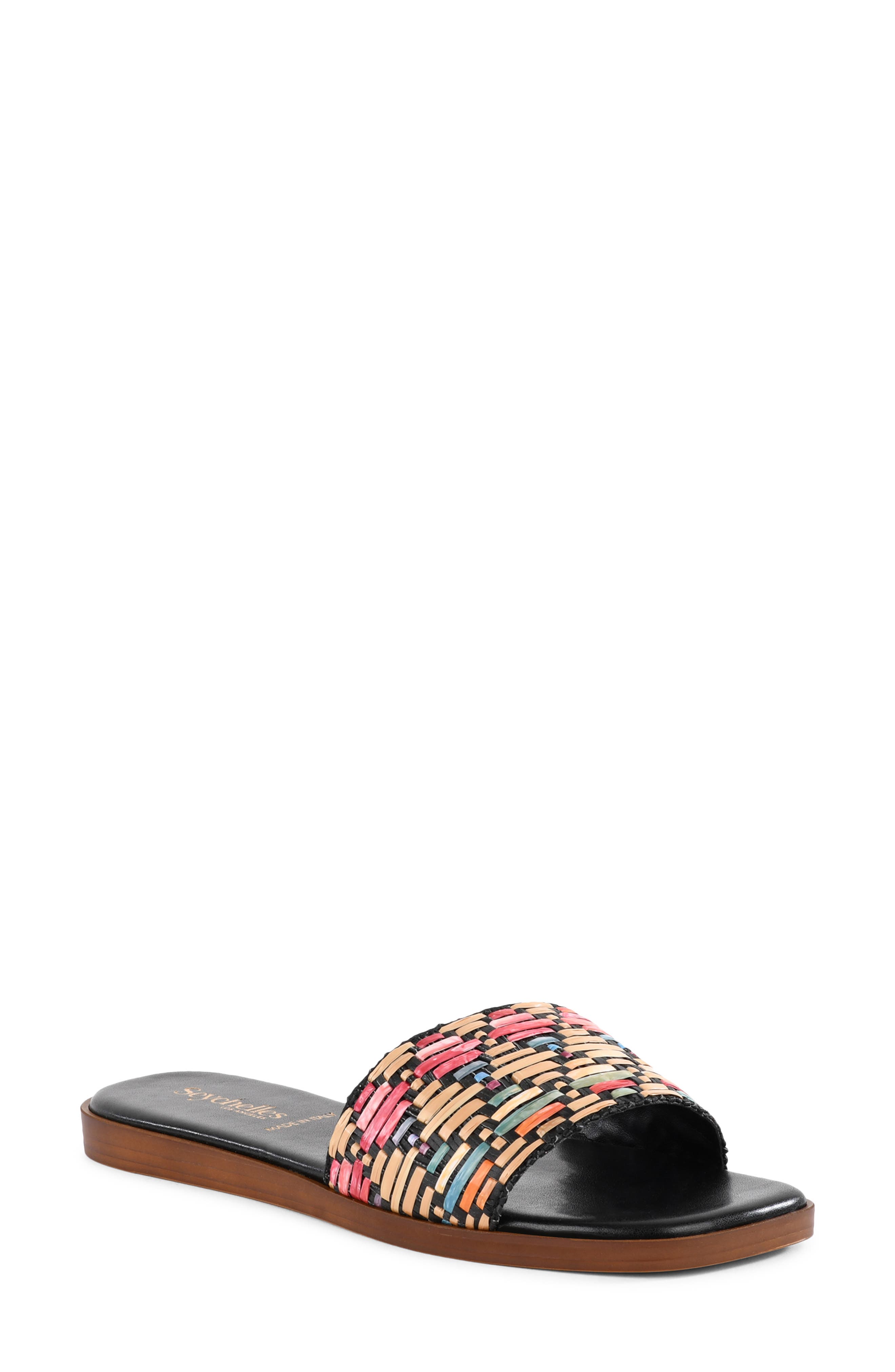 Seychelles Palm Oasis Slide Sandal, Main, color, Black Multi