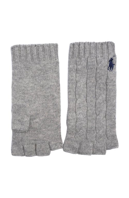 Polo Ralph Lauren Wool Cashmere Classic Cable Fingerless Glove In Gray