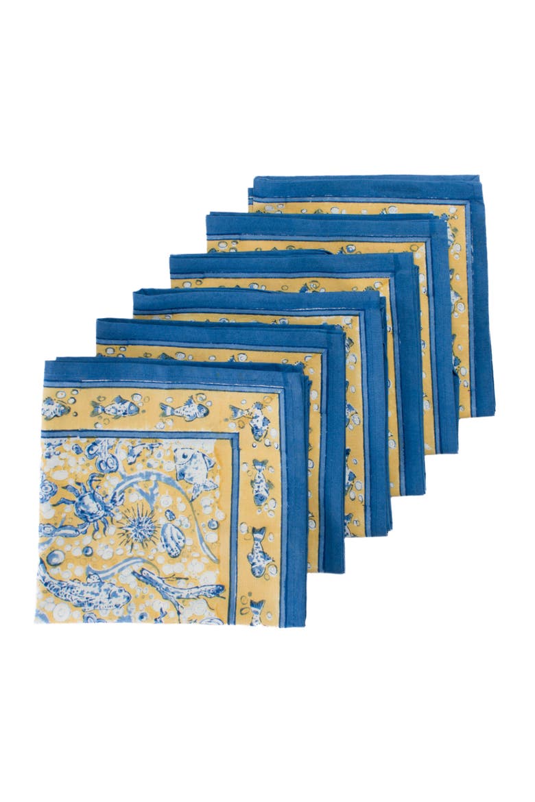 La Mer Napkins, Main, color, Blue/Yellow 19" x 19"