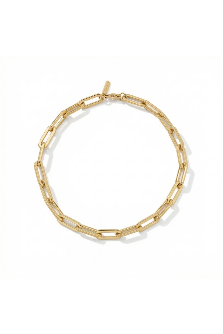 Yasmine 6mm Paperclip Anklet 18k Gold Plated 10" Length, Main, color, 18k Gold