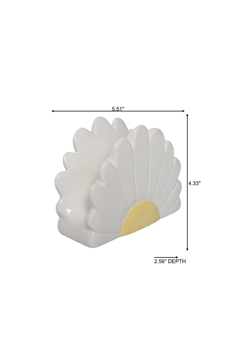 Dolomite Daisy Napkin Holder White and Yellow for Spring Serving and Entertaining, Alternate, color, Multicolored