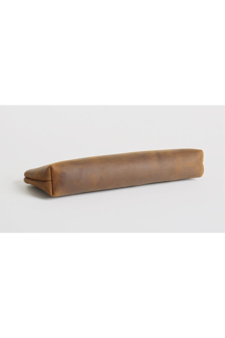 The Pallavi | Handmade Leather Pencil Case - Leather Makeup Bag, Alternate, color, Dark Brown