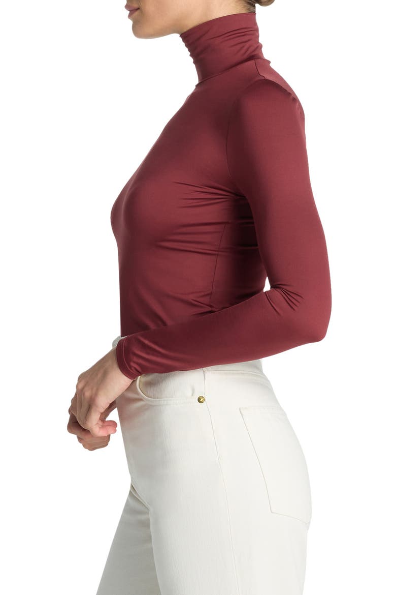 Nuda Jersey Turtleneck Top, Alternate, color, CRANBERRY
