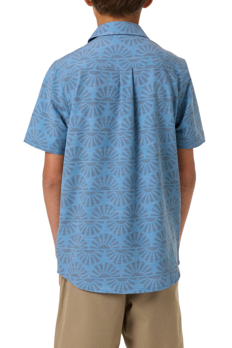 Kids' UPF Slub Standard Woven Short Sleeve Button-Up Shirt, Alternate, color, CAPTAINS BLUE