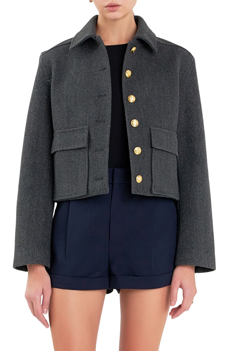 English Factory Single Breasted Crop Jacket, Alternate, color,