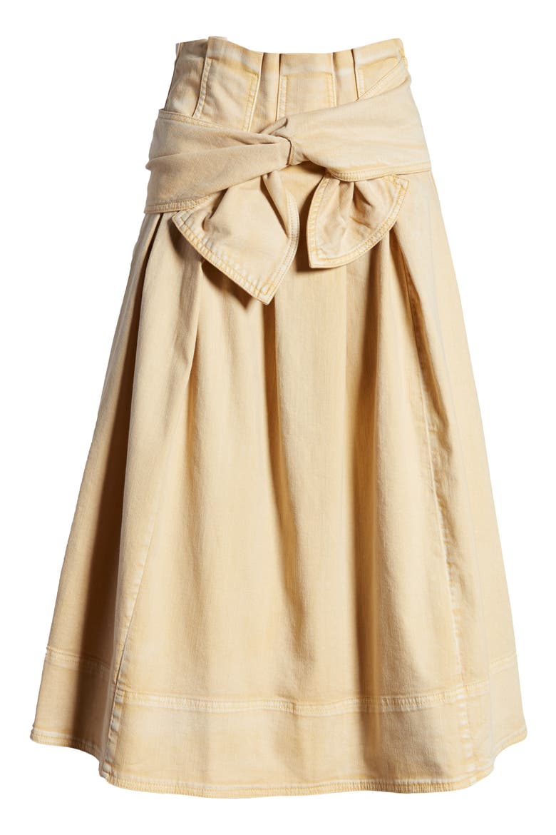 Virgil Tie Waist Midi Skirt, Alternate, color, KHAKI