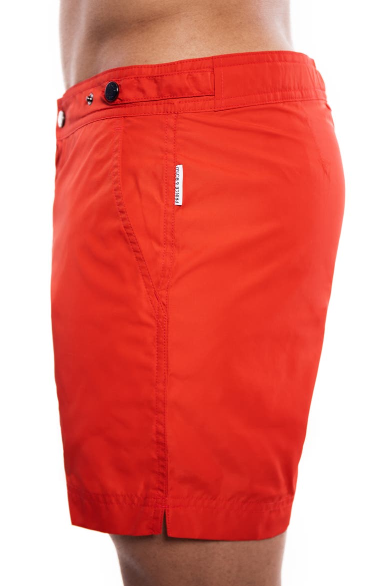 Elvio Tailored Solid Hybrid Swim Trunks, Alternate, color, RED