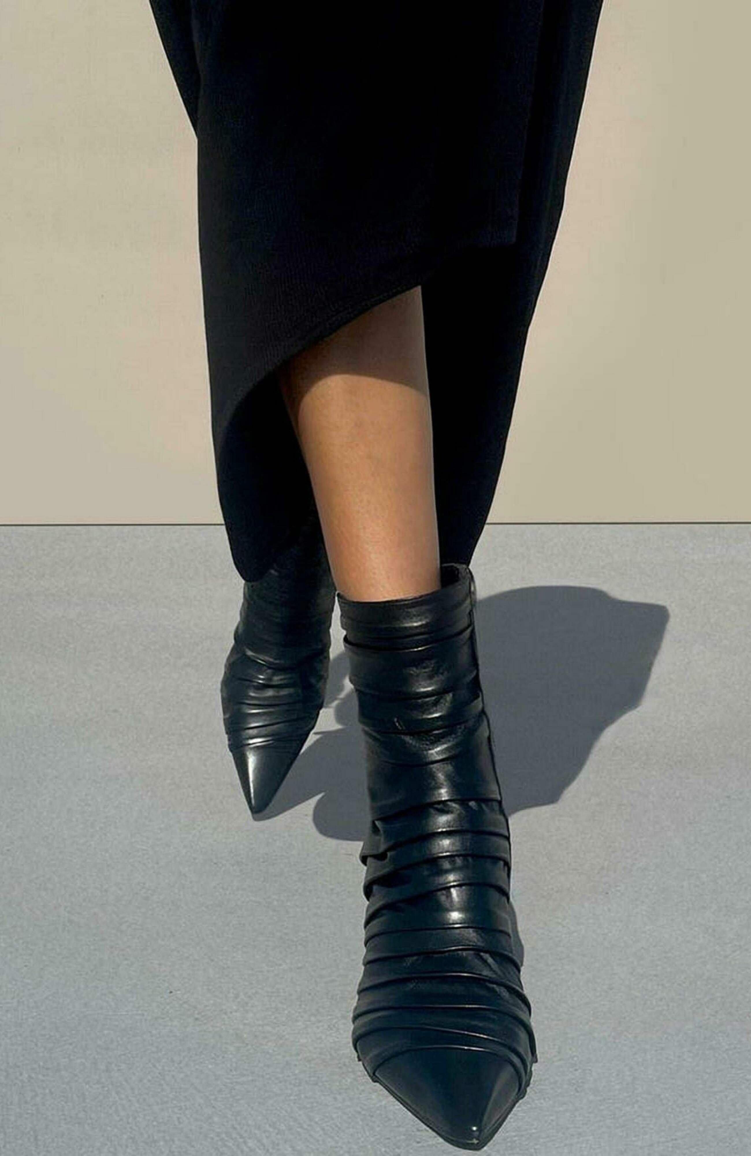 Neil J. Rodgers Plisse Ankle Boot, Alternate, color, Black Nappa