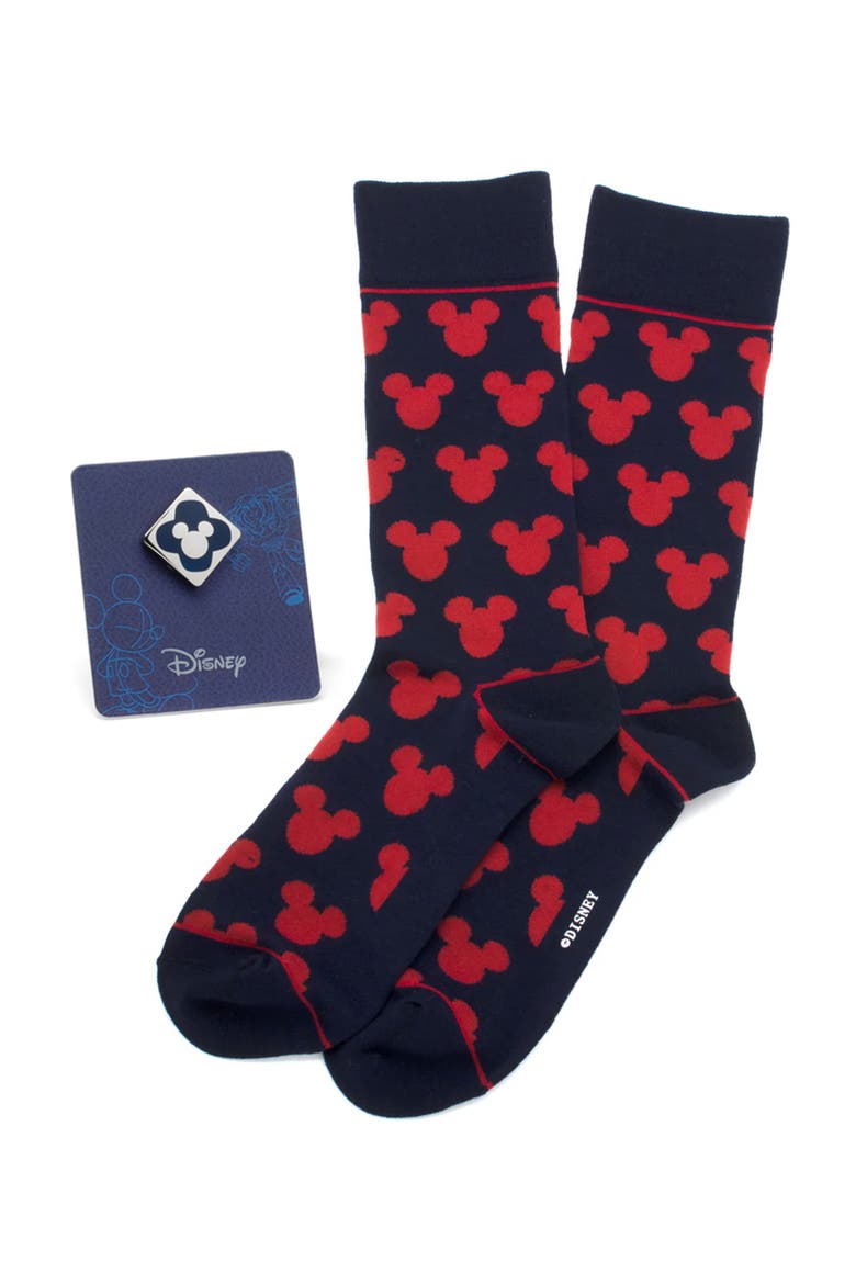 Mickey Mouse Socks & Lapel Pin Gift Set, Main, color, BLUE MULTI
