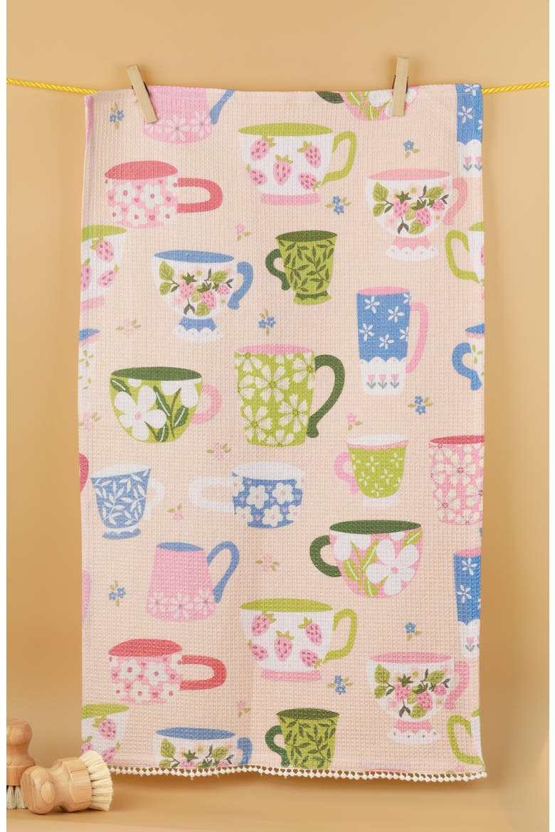 Time For Tea Set of 3 Kitchen Towels, Alternate, color, PURPLE/ PINK/ GREEN
