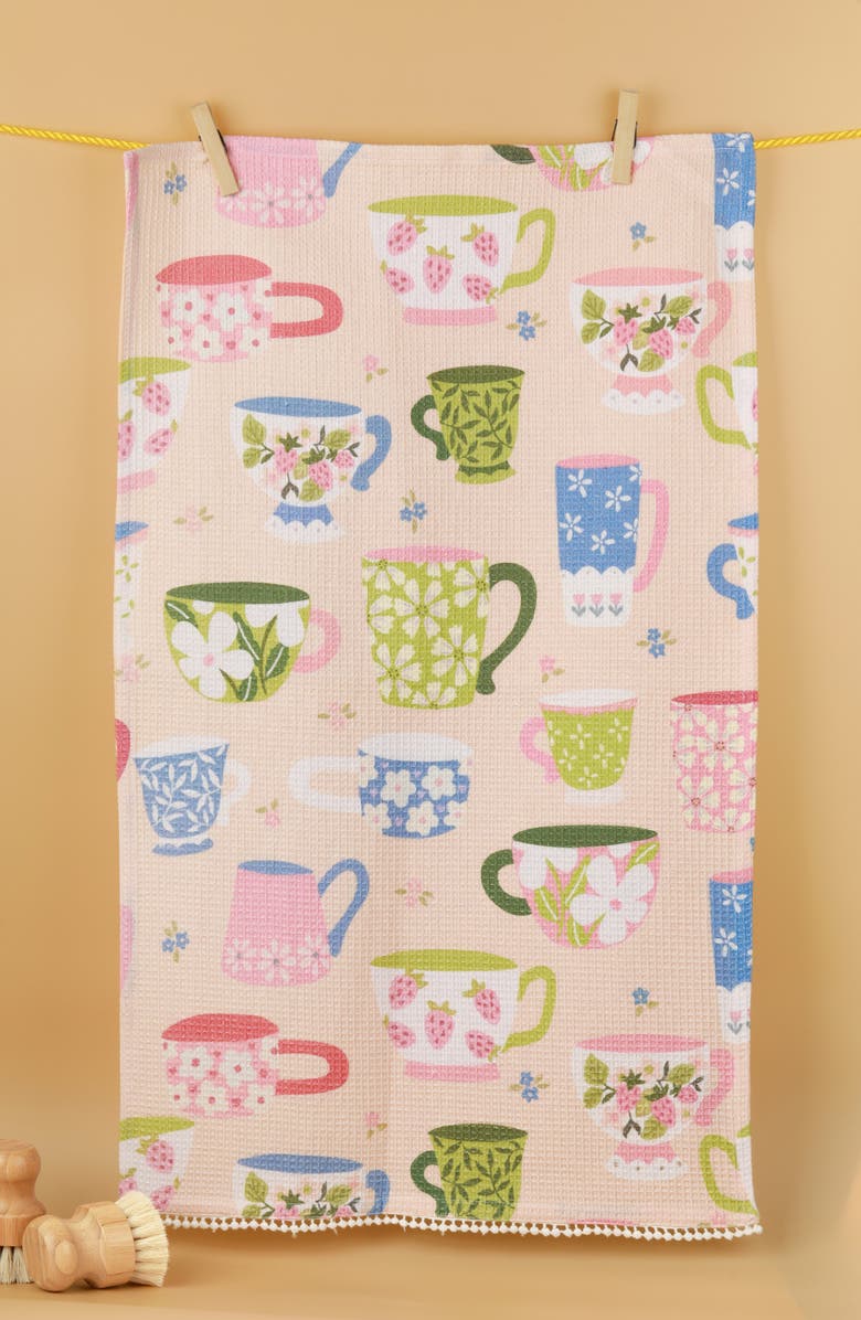 Tiramisu Time For Tea Set of 3 Kitchen Towels, Alternate, color, Purple/ Pink/ Green