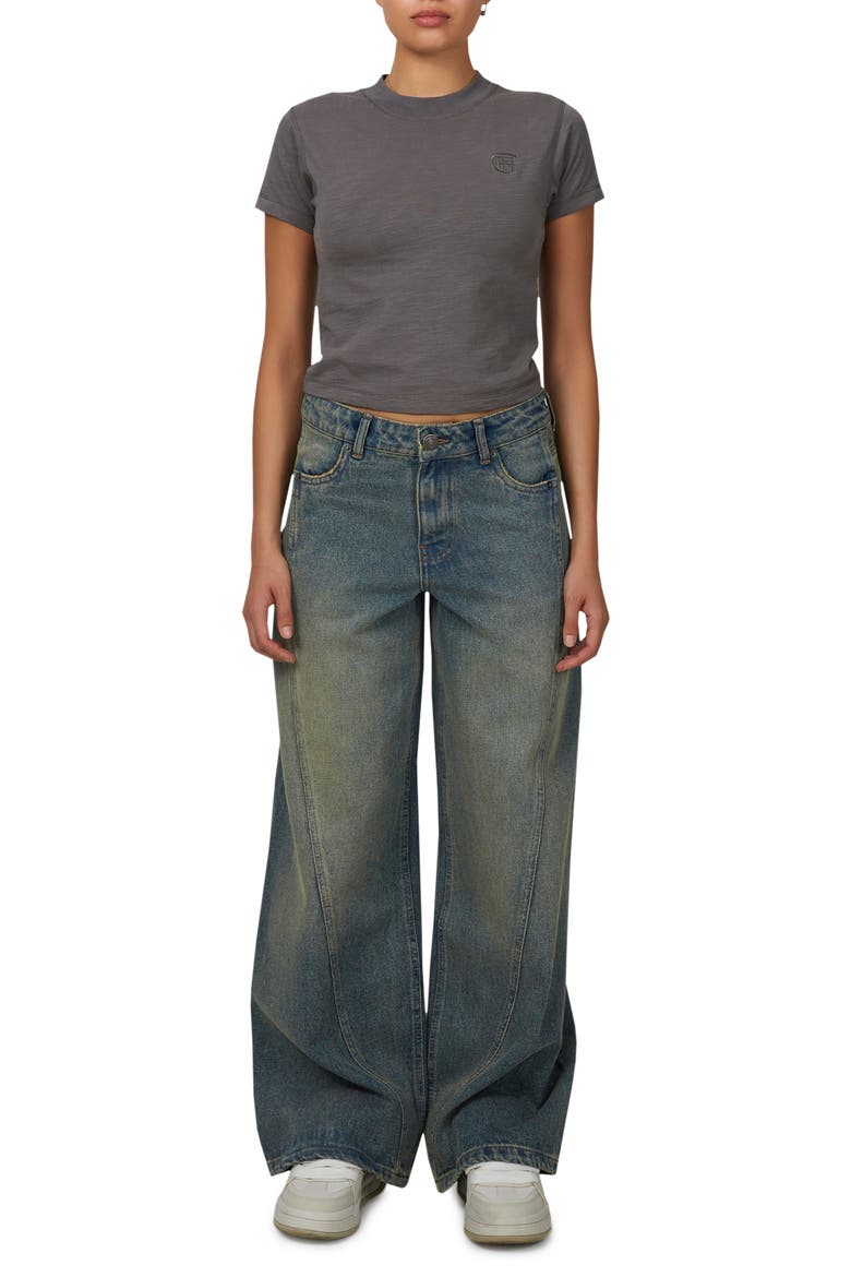 Baggy Vintage Wash  Seam Denim Jeans, Alternate, color, Blue