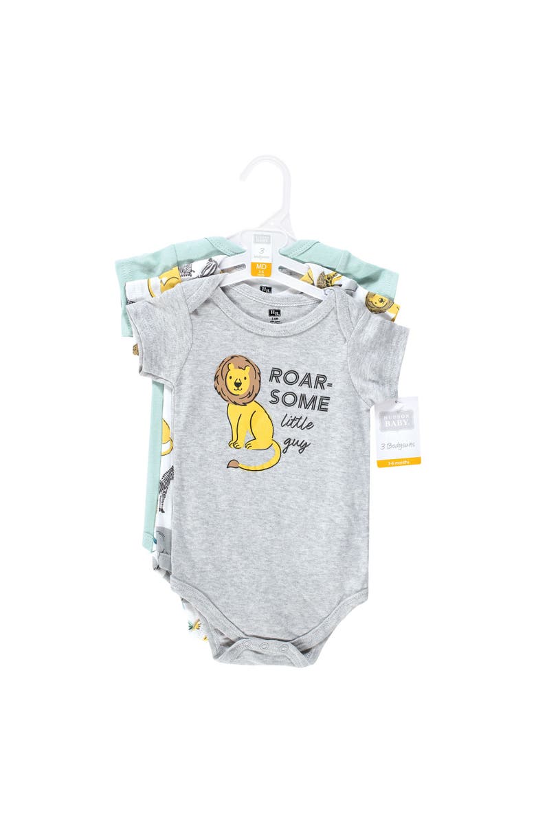 Hudson Baby All-Season Cotton One-Piece Garment Set of 3, Alternate, color, Safari Animals