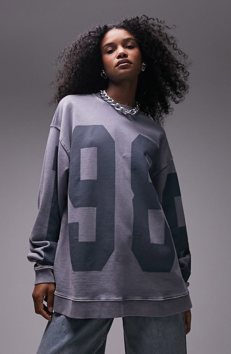 Topshop 98 Oversize Sweatshirt, Main, color, 