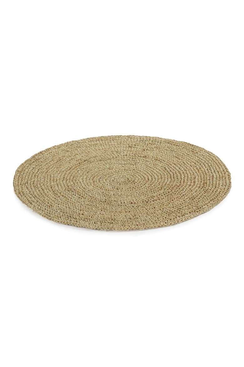 Crochet Raffia Round Placemat, Main, color, NATURAL