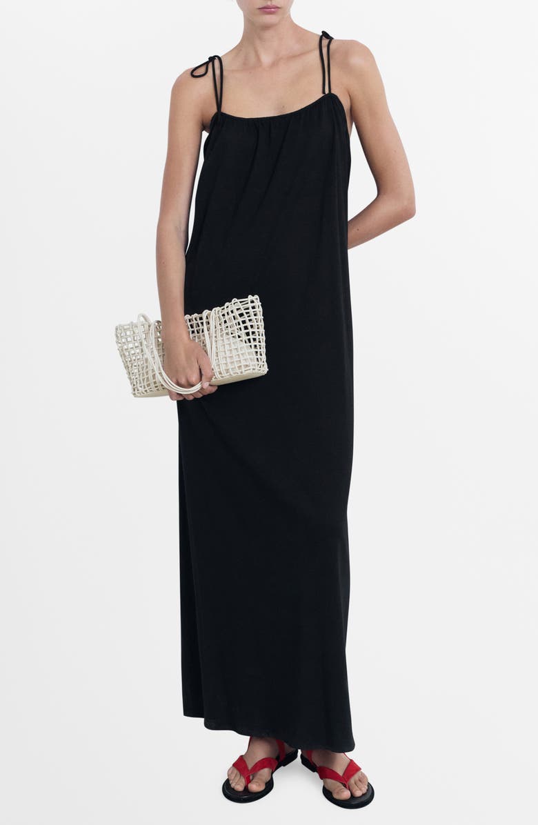 MANGO Cotton Maxi Dress, Main, color, Black
