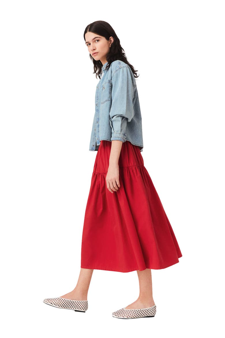 Long gathered skirt, Alternate, color, Red
