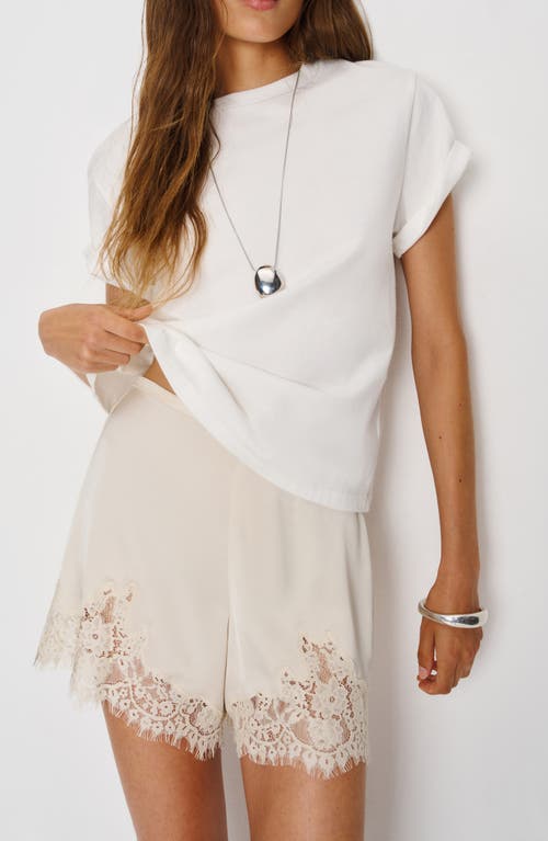 Reformation Fern Lace-trim Satin Shorts In Neutral