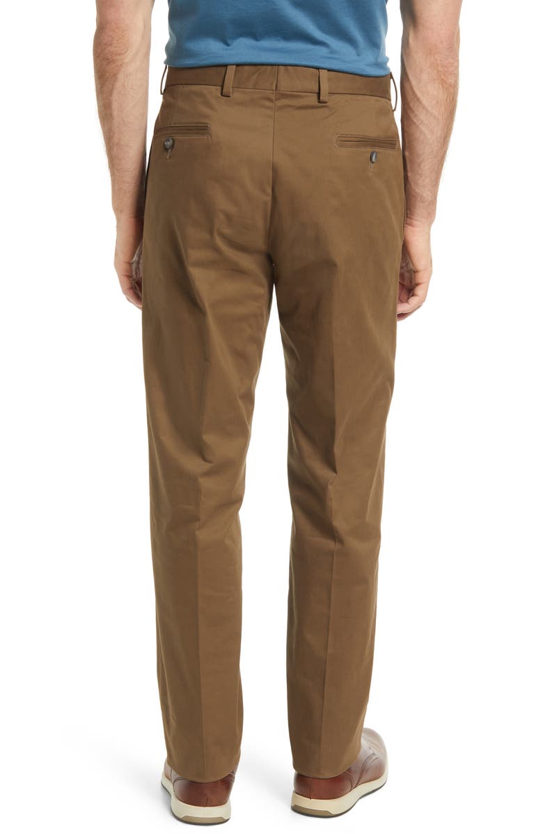 Berle Charleston Khakis Flat Front Stretch Sateen Pants, Alternate, color, Dk Khaki