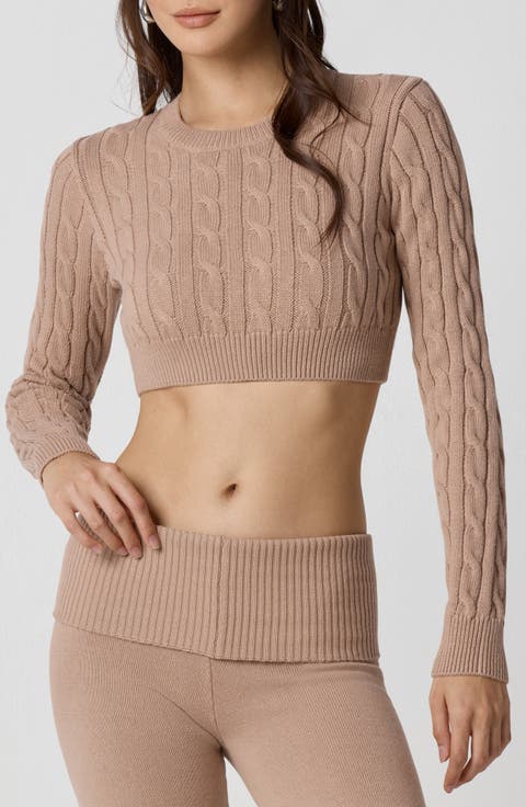 Barre Crop Cable Sweater