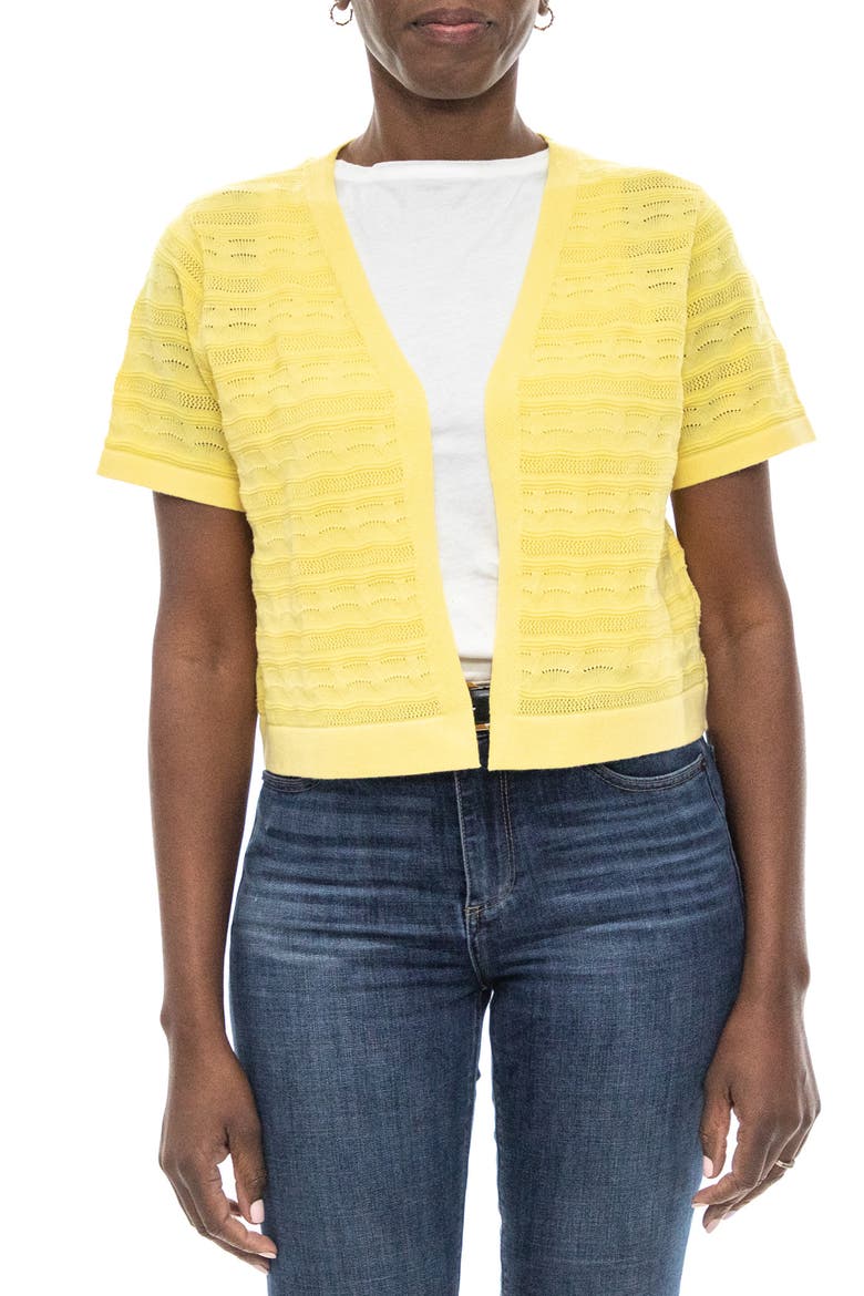 Pointelle Stitch Short Sleeve Bolero, Main, color, LEMON ZEST