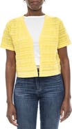 Nina Leonard Pointelle Stitch Short Sleeve Bolero