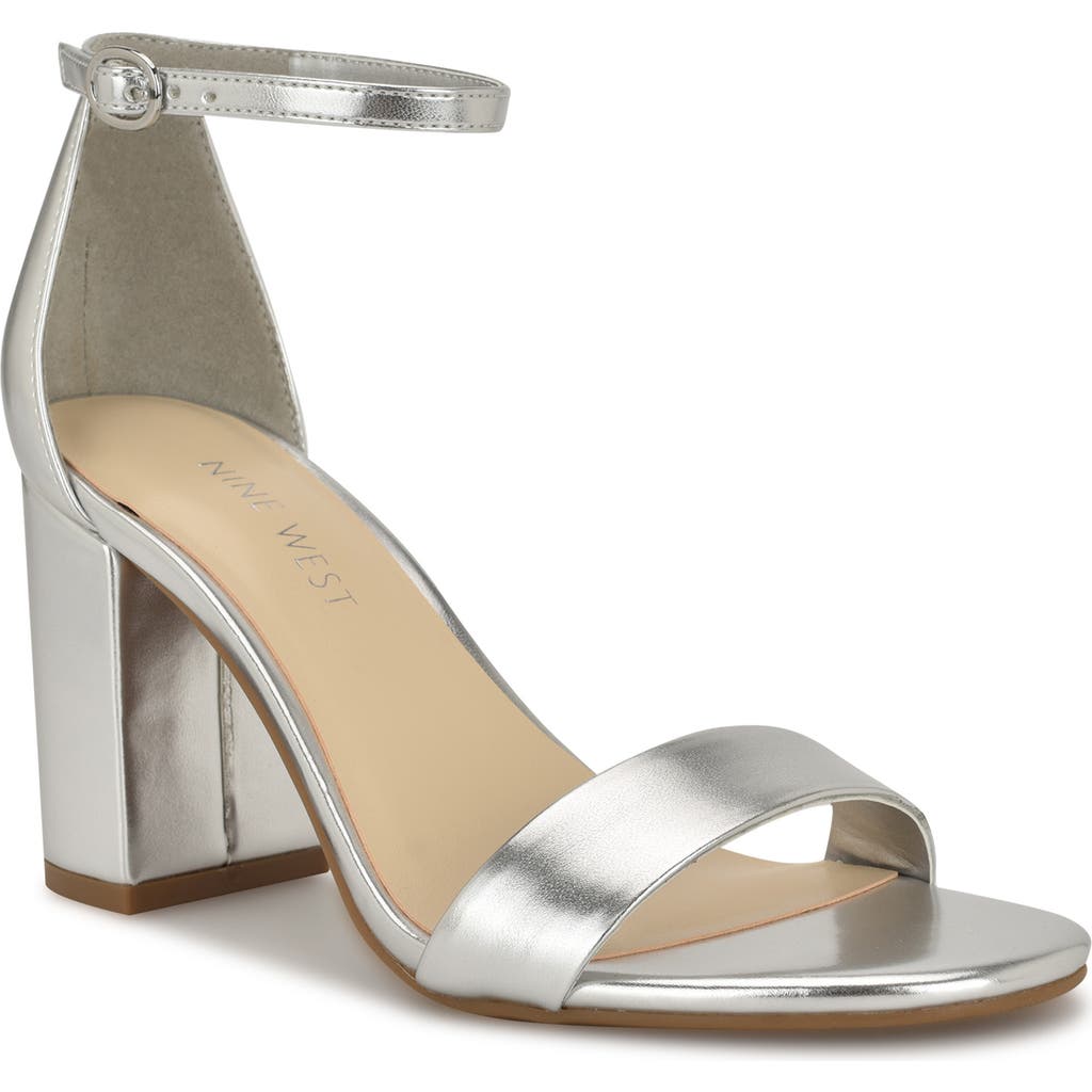 Shop Nine West Tanela Ankle Strap Sandal In Silver
