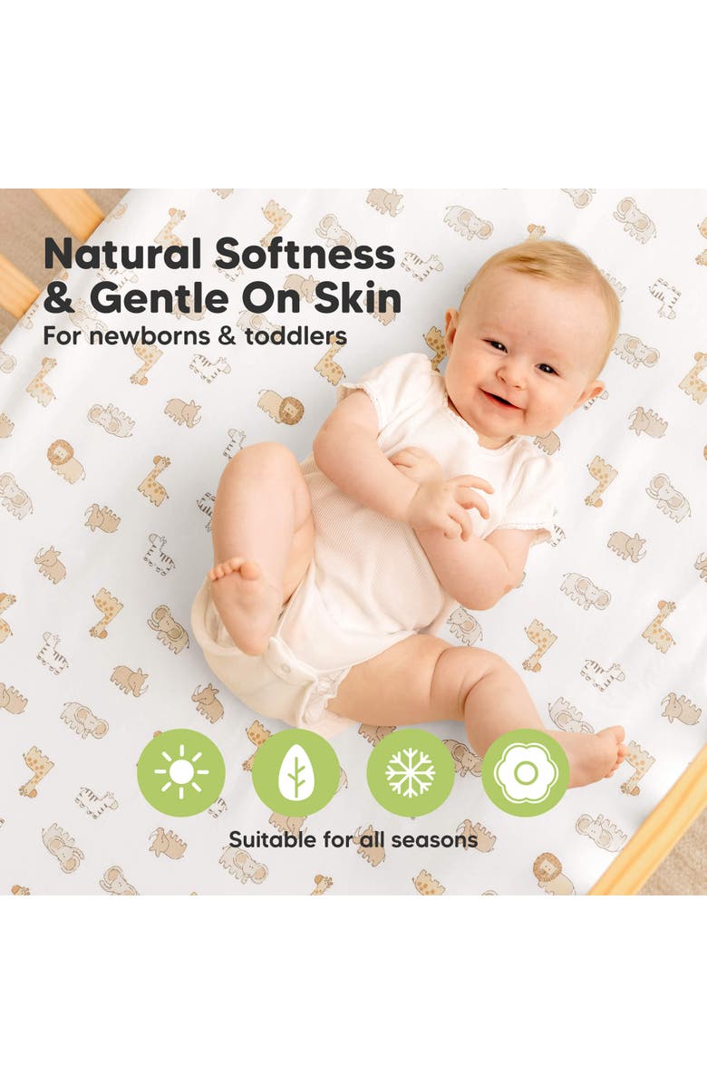 KeaBabies 2-Pack Soothe [Protect+] Waterproof Mini Crib Sheets, Alternate, color, Keasafari