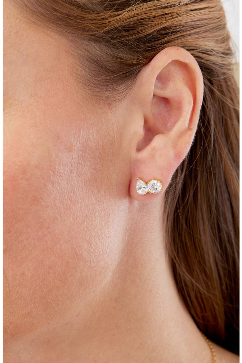 Toi et Moi Cubic Zirconia Stud Earrings, Main, color, YELLOW