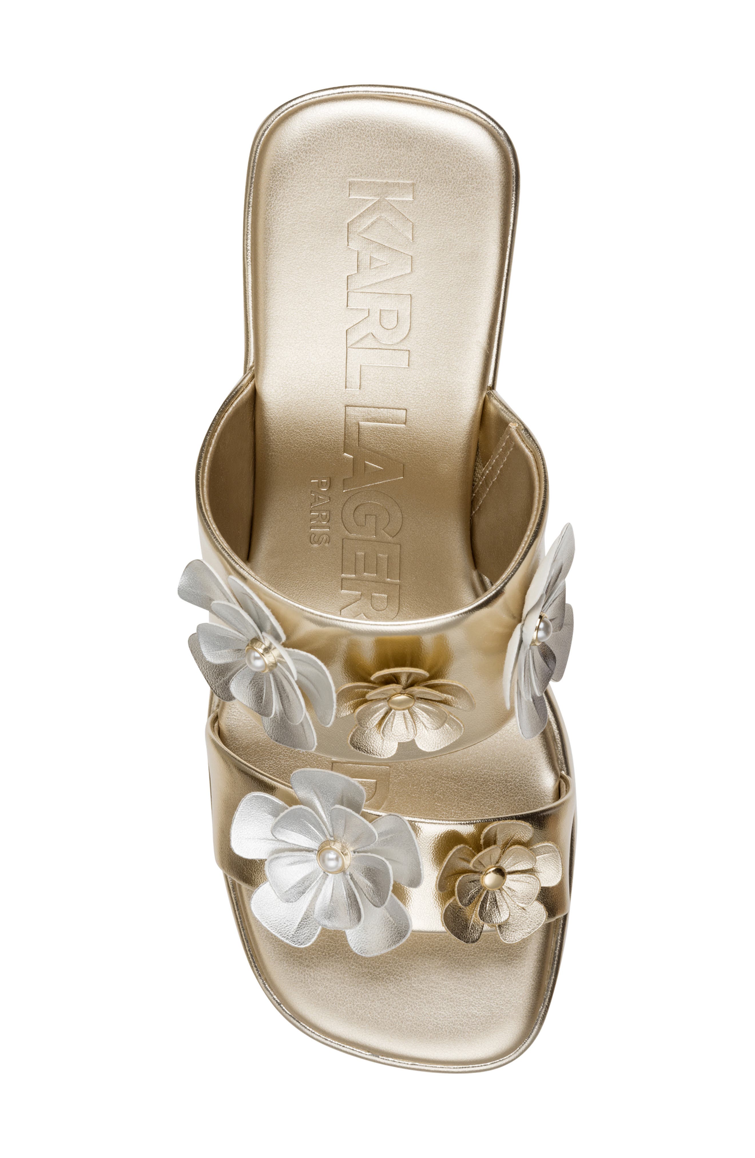 KARL LAGERFELD PARIS Marcelline Platform Slide Sandal, Alternate, color, White Gold