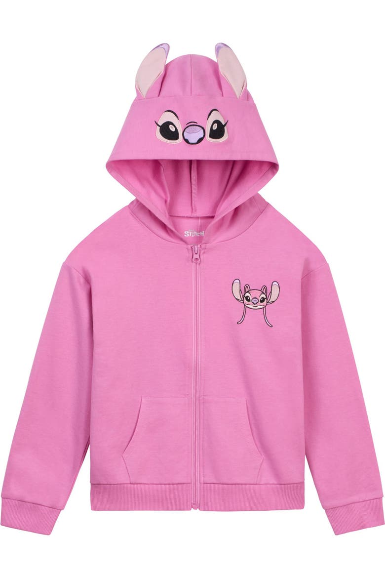 Lilo & Stitch Fleece Zip-Up Hoodie, Main, color, Angel Pink