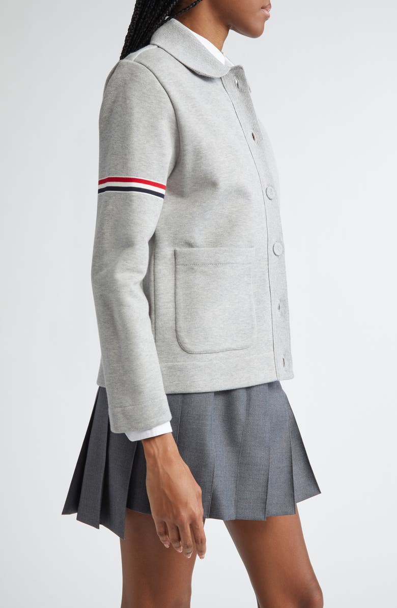 Thom Browne Jersey Stitch Loopback Bonded Jacket, Alternate, color, Light Grey