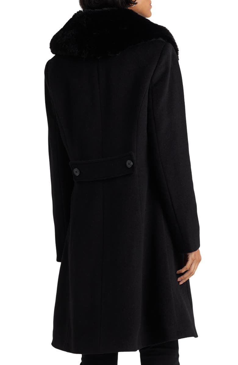 Lauren Ralph Lauren Faux Fur Shawl Collar Wool Blend Coat, Alternate, color, 
