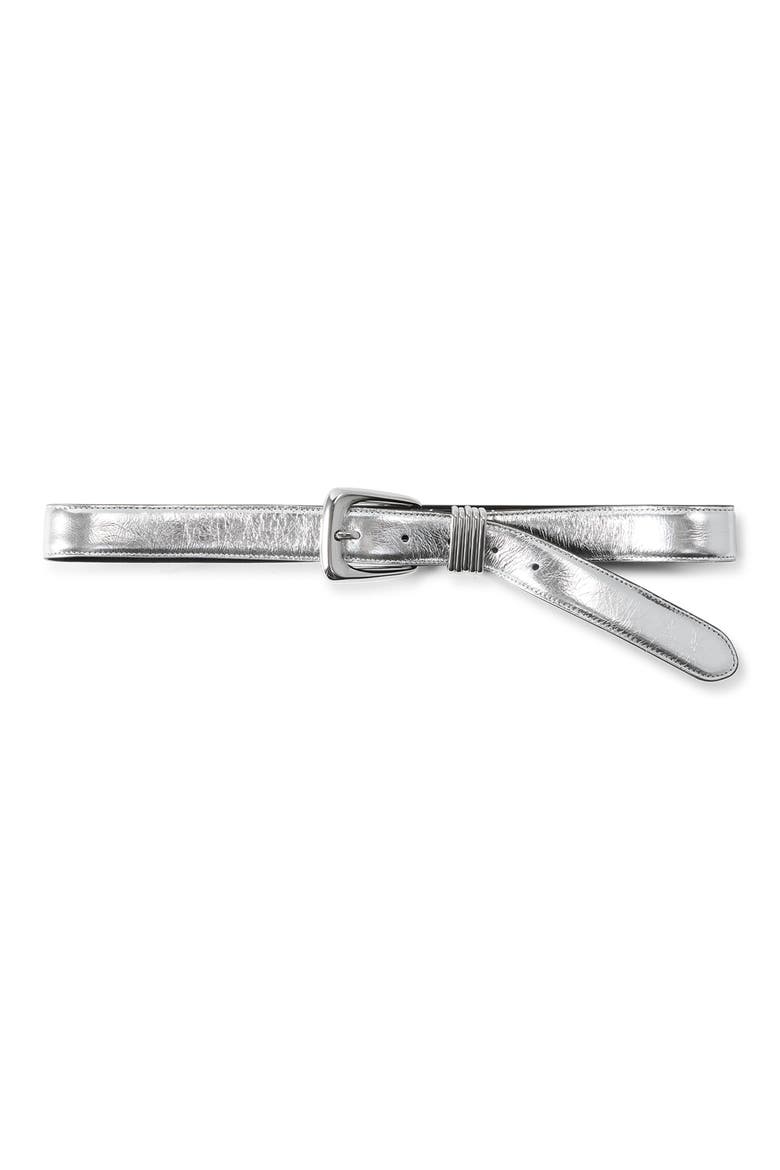 Arch Metallic Leather Belt, Alternate, color, SILVER