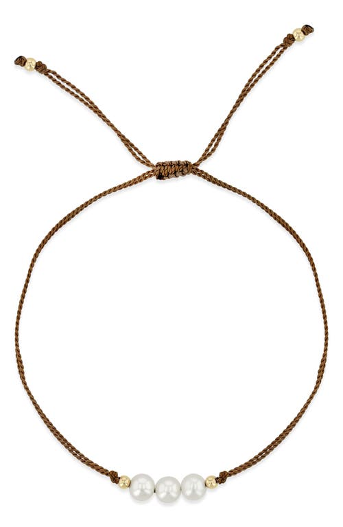 Zoë Chicco 14k Yellow Gold Cultured Freshwater Pearl Trio Cord Slider Bracelet In 14k Yellow Gold