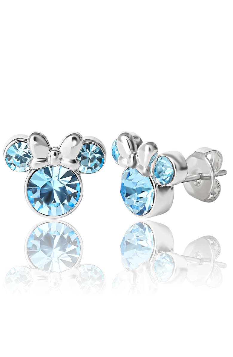 Disney Birthstone Stud Earrings, Alternate, color, March - Aquamarine Crystal