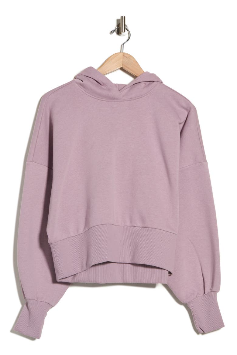 Feather Fleece Roomy Hoodie, Alternate, color, PURPLE FOG