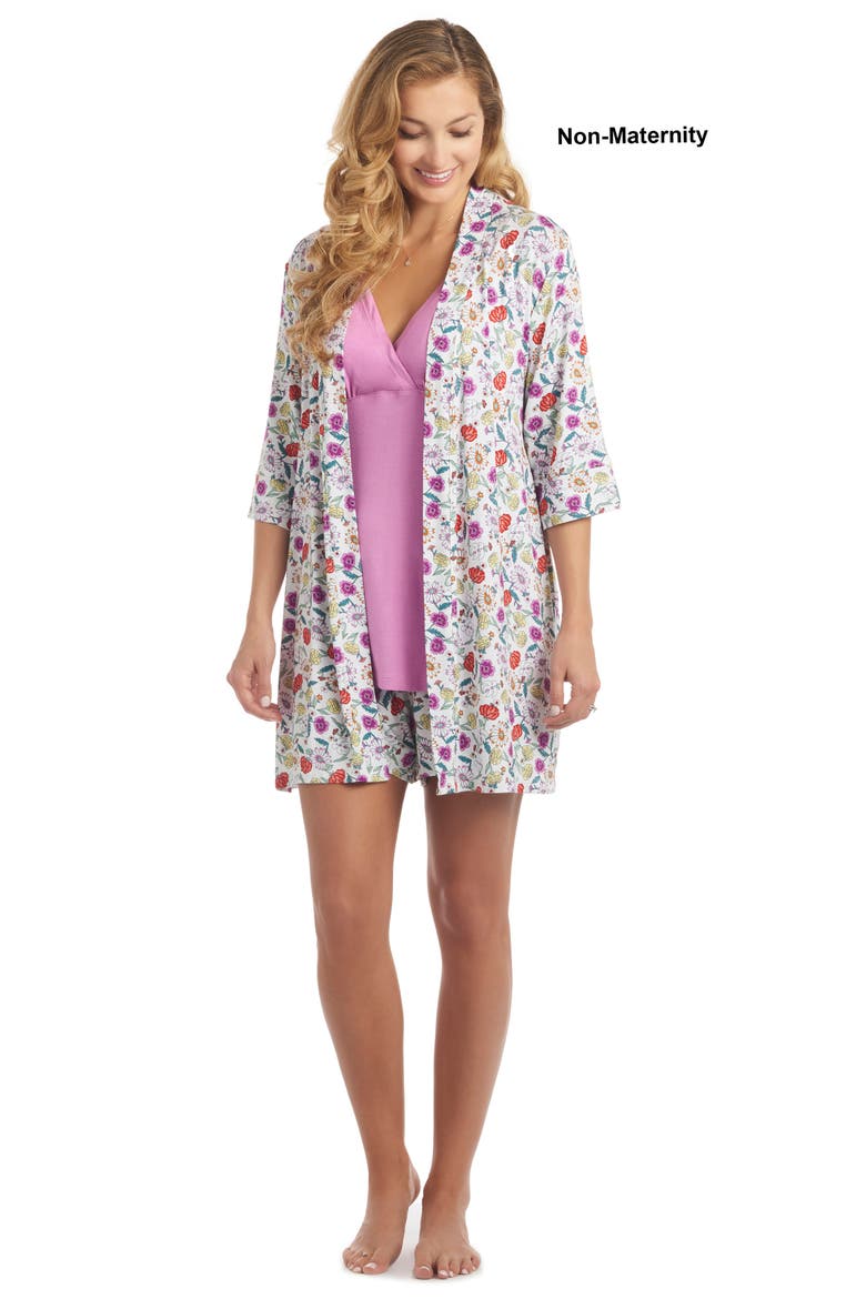 Adaline During & After 5-Piece Maternity/Nursing Sleep Set, Alternate, color, ZINNIA