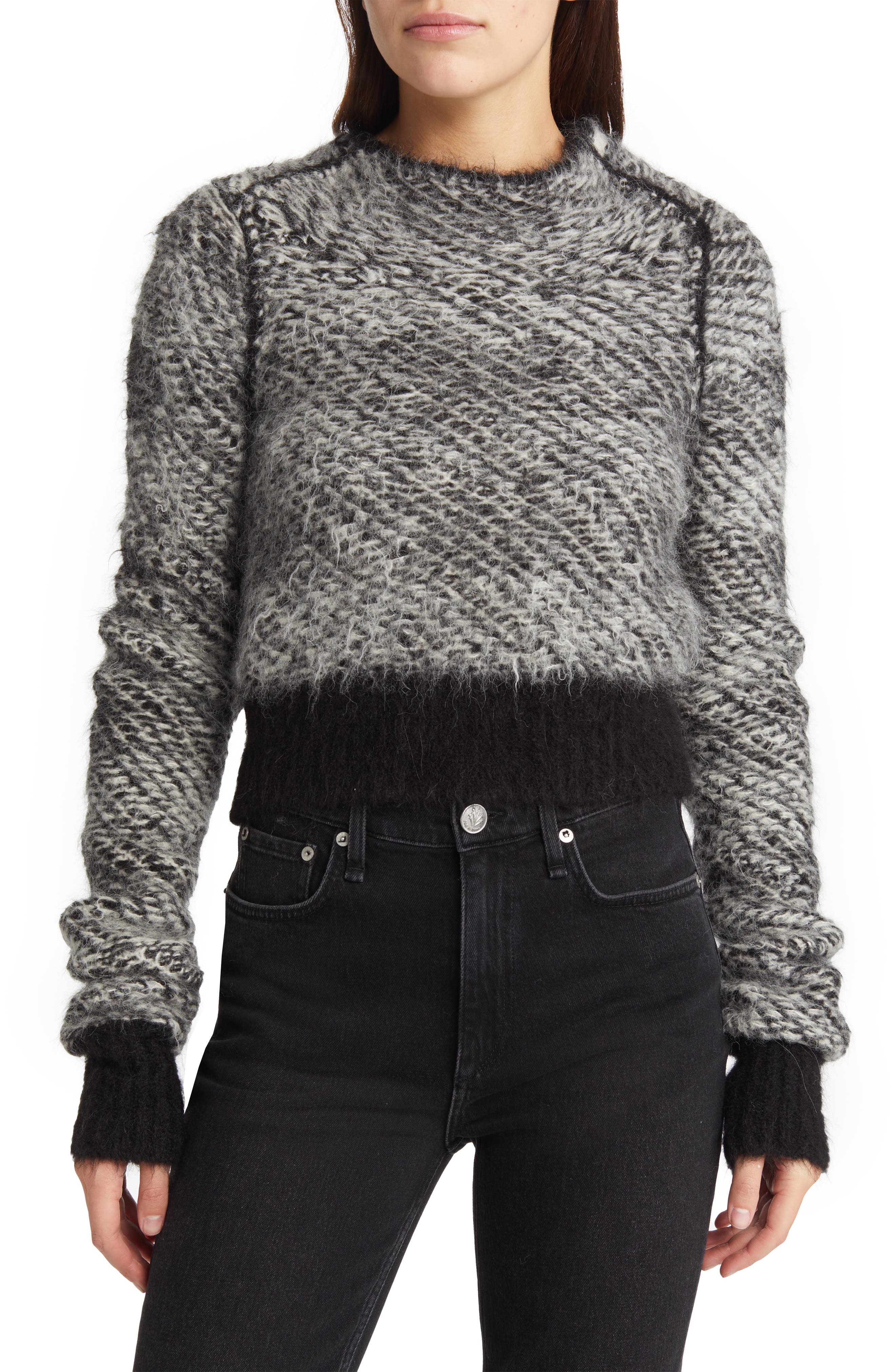 rag & bone Edith Houndstooth Jacquard Mock Neck Sweater