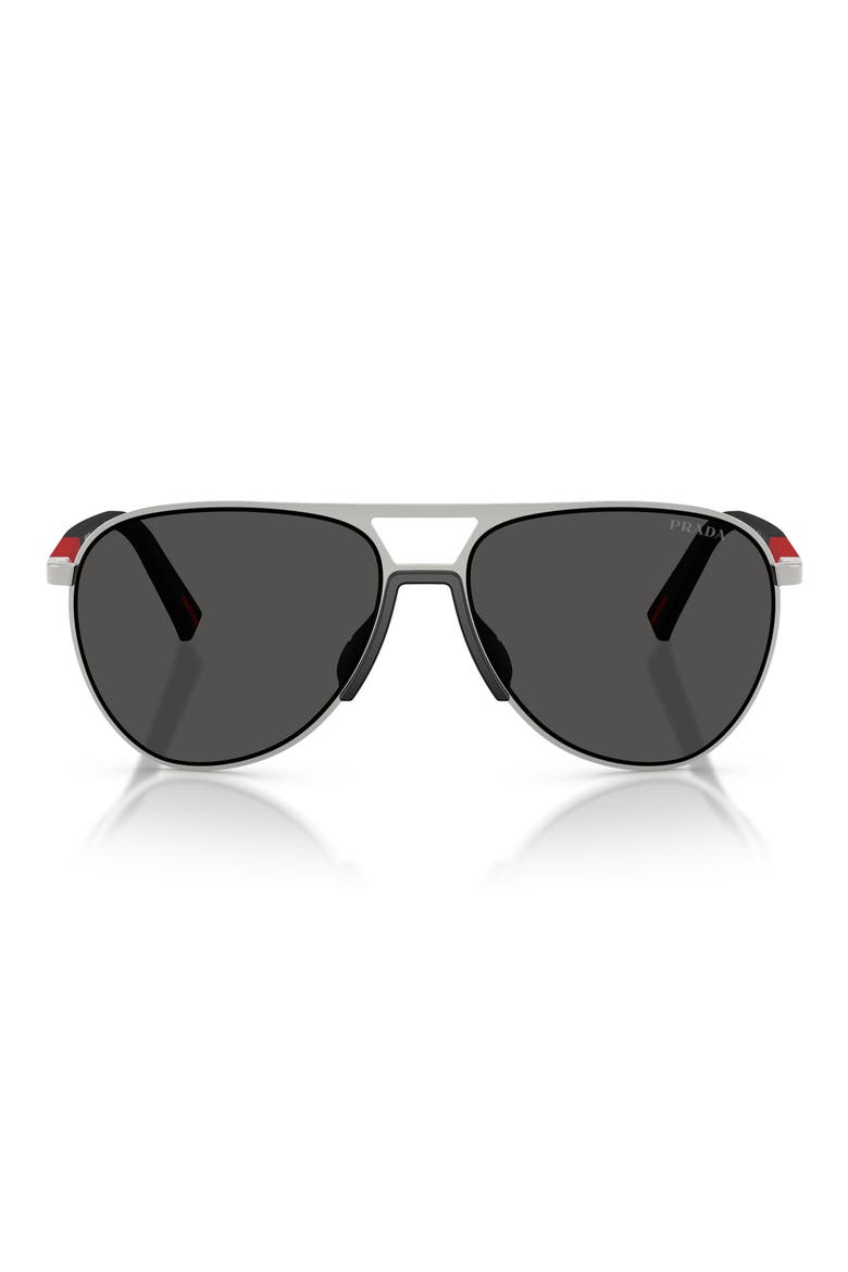 59mm Pilot Sunglasses, Main, color, SILVER / DARK GREY