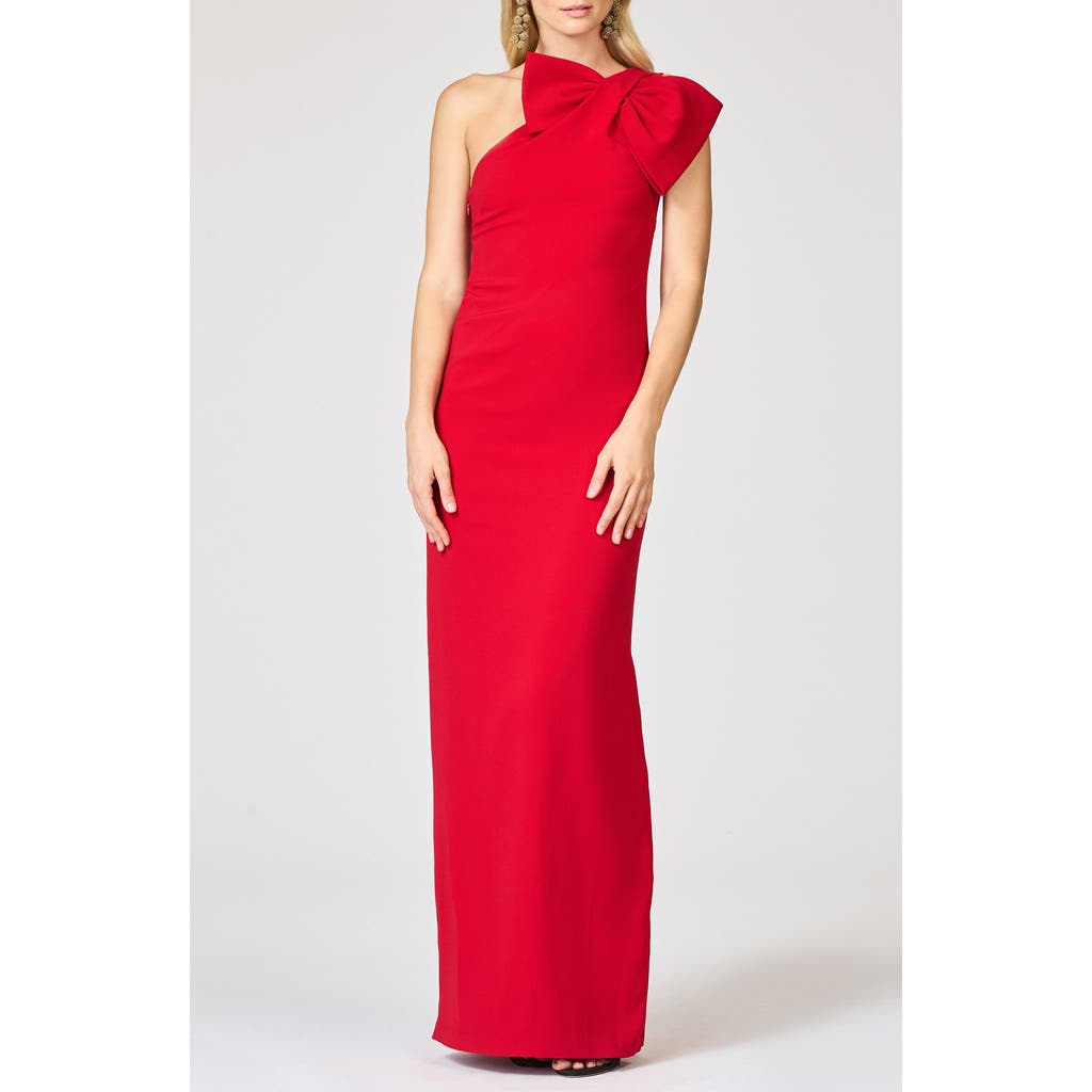 Sachin & Babi Cosette Bow One-Shoulder Column Gown in Cardinal  product