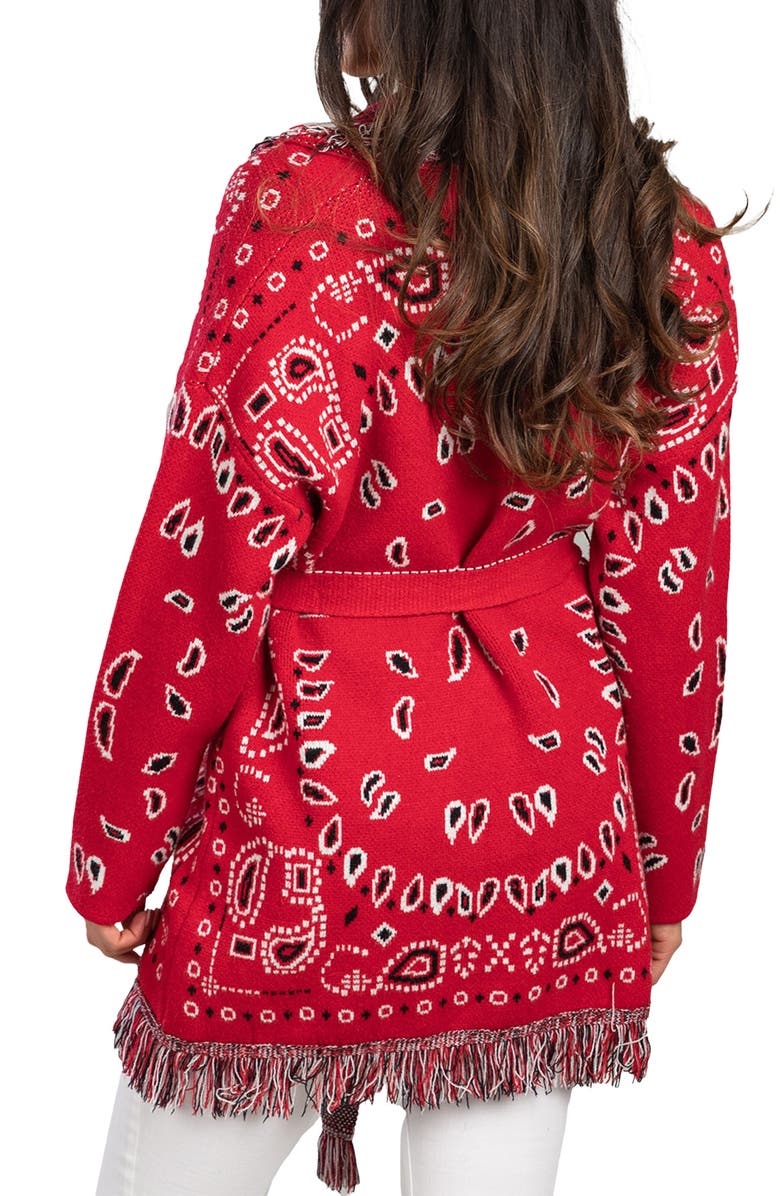 SAACHI Bandana Print Fringe Cardigan, Alternate, color,