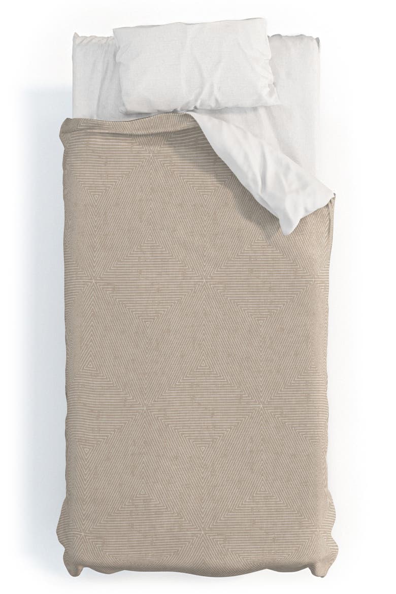 Lad Triangle Stripe 3-Piece Duvet Set - Queen, Alternate, color, BEIGE