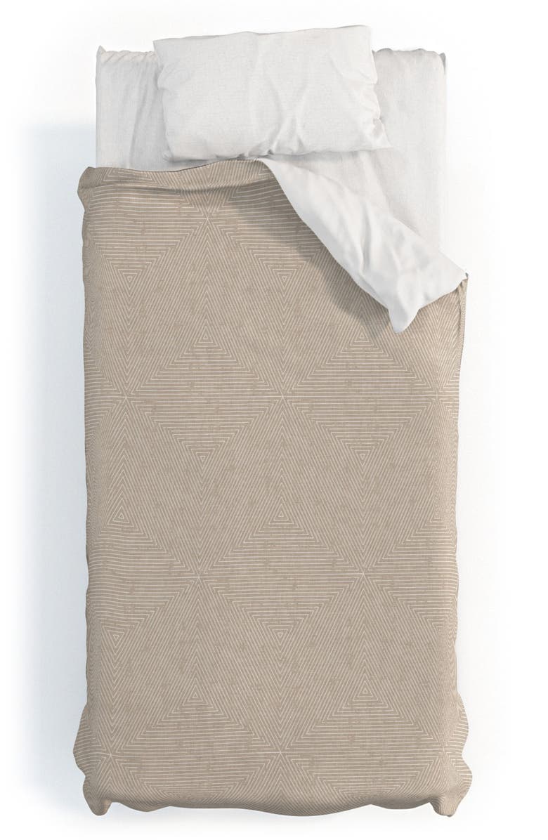 Deny Designs Lad Triangle Stripe 2-Piece Duvet Set - Twin XL, Alternate, color, Beige