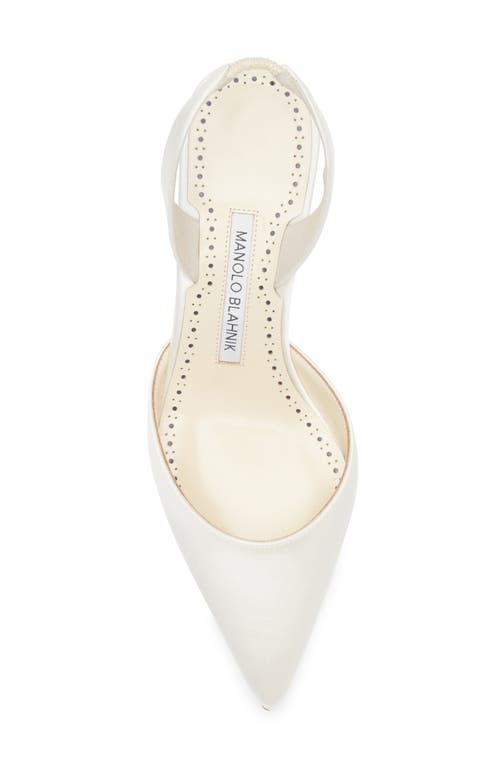 Manolo Blahnik Carolyne Bridal Pointed Toe Slingback Pump In White