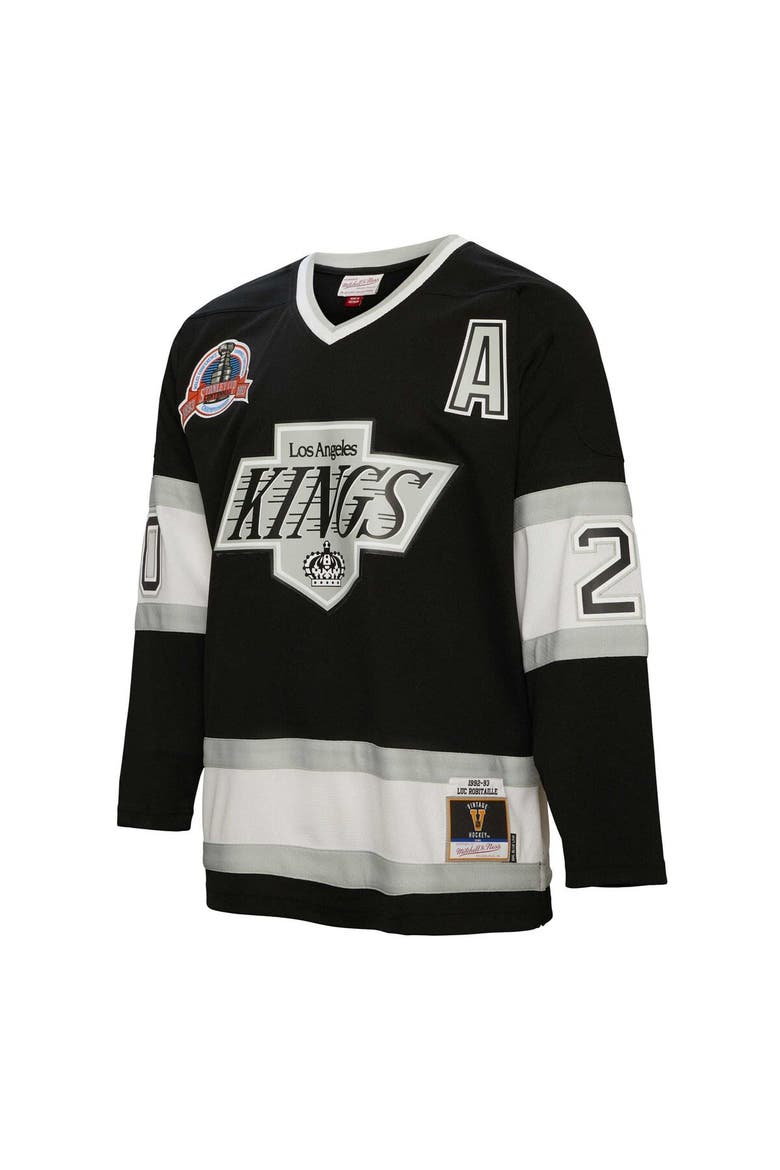 Men's Mitchell & Ness Luc Robitaille Black Los Angeles Kings Alternate Captain Patch 1992/93 Blue Line Player Jersey, Alternate, color, Black